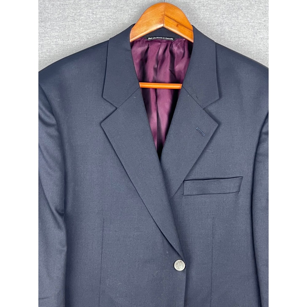 Jack Victor Mens Navy Blue 100% Wool Blazer Sport‎ Coat Silver Buttons 44R
